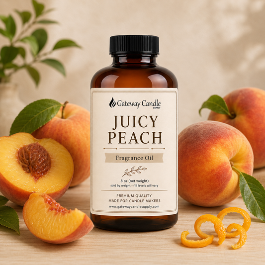 Juicy Peach fragrance oil with ripe peaches and citrus peel