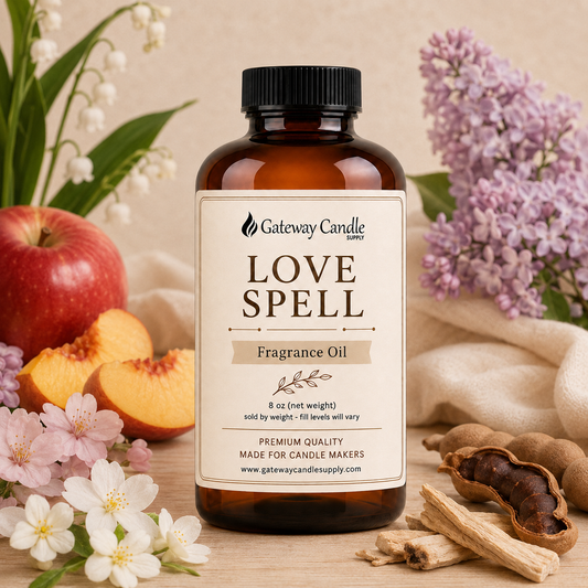 Love Spell fragrance oil with peach apple cherry blossom jasmine lilac and white woods