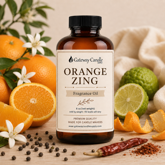 Orange Zing fragrance oil with orange tangerine bergamot lemon black pepper and chili